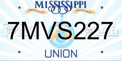 7MVS227 Mississippi License Plate