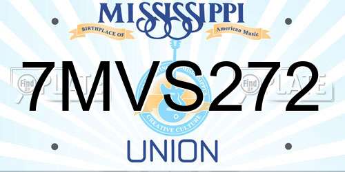 7MVS272 Mississippi License Plate