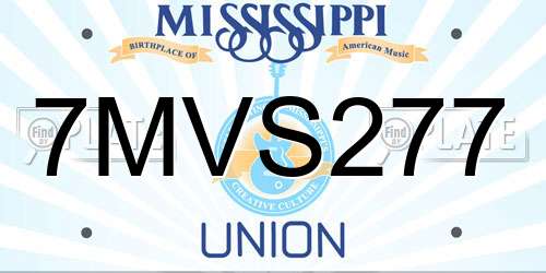 7MVS277 Mississippi License Plate