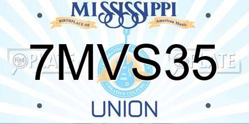 7MVS35 Mississippi License Plate