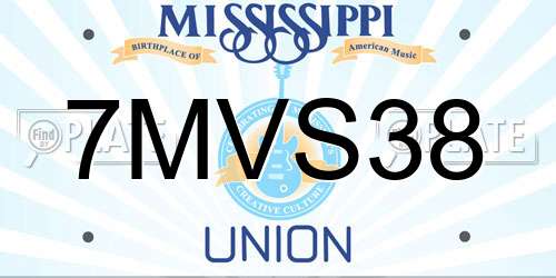 7MVS38 Mississippi License Plate