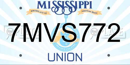 7MVS772 Mississippi License Plate