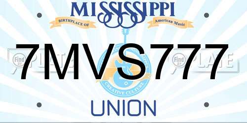 7MVS777 Mississippi License Plate