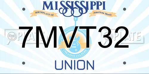 7MVT32 Mississippi License Plate
