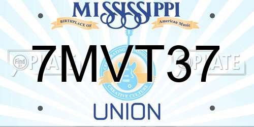 7MVT37 Mississippi License Plate