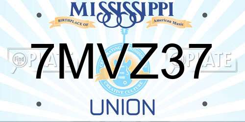 7MVZ37 Mississippi License Plate