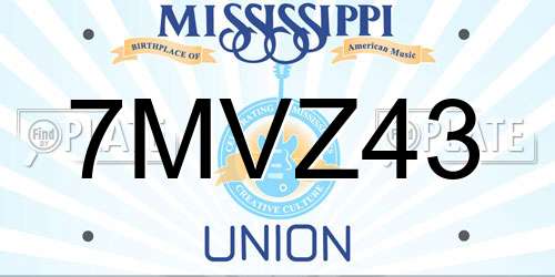 7MVZ43 Mississippi License Plate