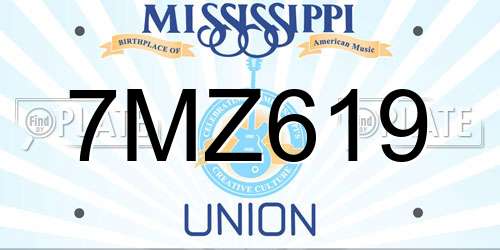 7MZ619 Mississippi License Plate