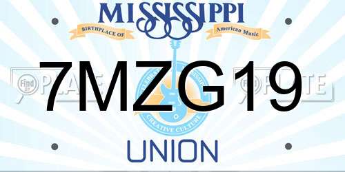 7MZG19 Mississippi License Plate