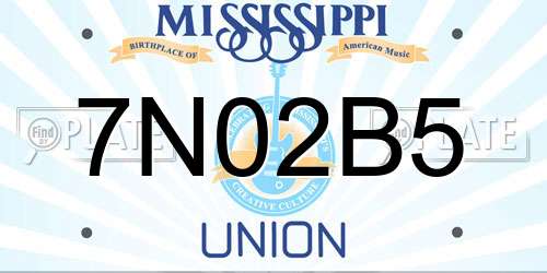 7N02B5 Mississippi License Plate