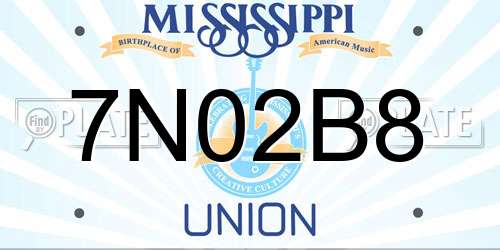 7N02B8 Mississippi License Plate