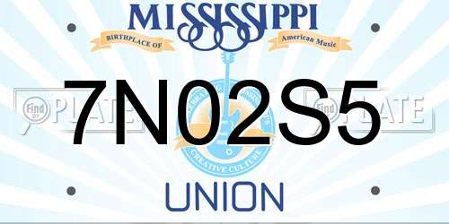 7N02S5 Mississippi License Plate