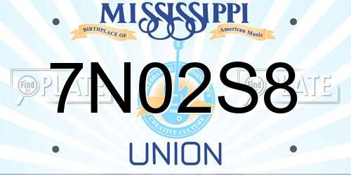 7N02S8 Mississippi License Plate