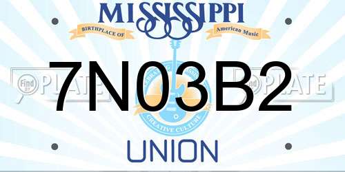 7N03B2 Mississippi License Plate
