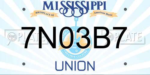 7N03B7 Mississippi License Plate