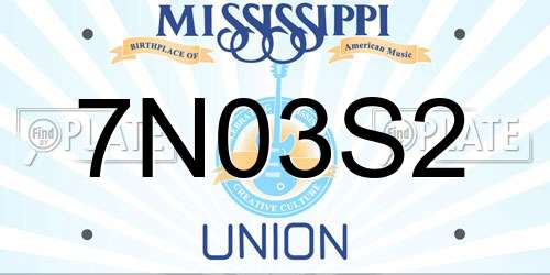 7N03S2 Mississippi License Plate