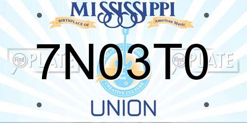 7N03T0 Mississippi License Plate