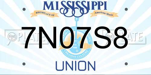 7N07S8 Mississippi License Plate