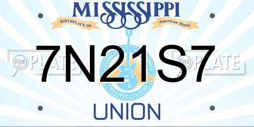 7N21S7 Mississippi License Plate