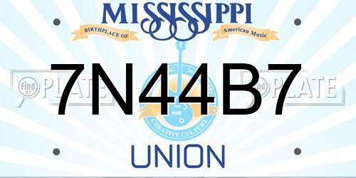 7N44B7 Mississippi License Plate