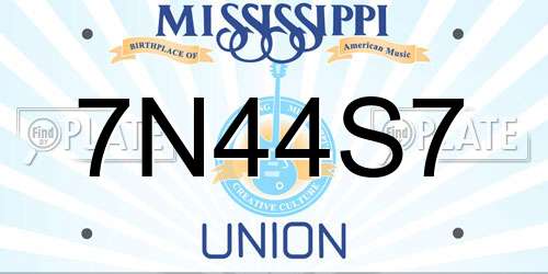 7N44S7 Mississippi License Plate