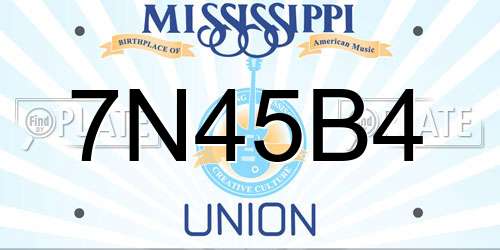 7N45B4 Mississippi License Plate