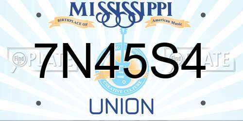 7N45S4 Mississippi License Plate