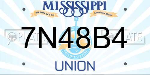 7N48B4 Mississippi License Plate
