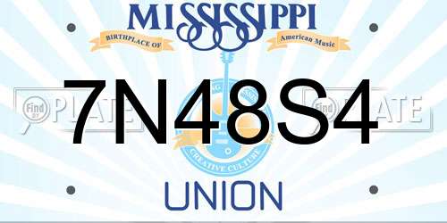 7N48S4 Mississippi License Plate