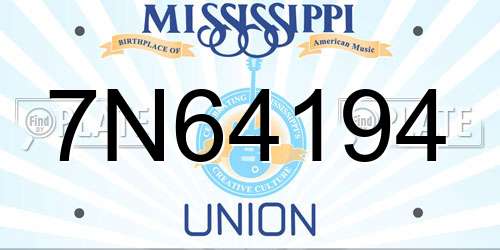 7N64194 Mississippi License Plate