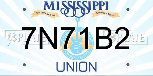 7N71B2 Mississippi License Plate