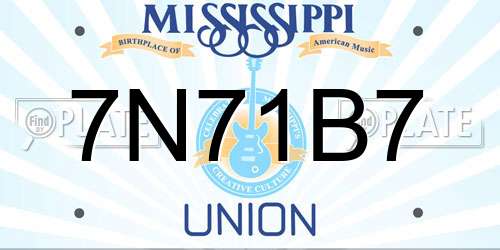 7N71B7 Mississippi License Plate