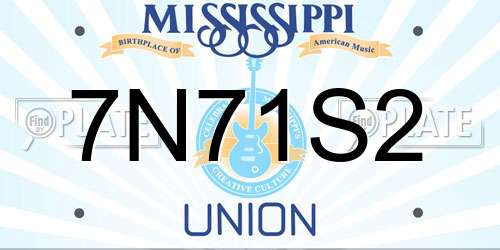 7N71S2 Mississippi License Plate