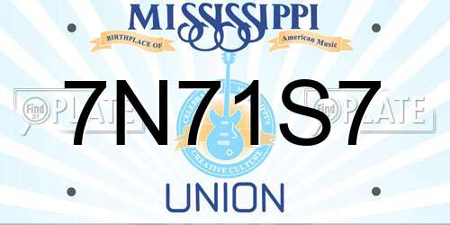 7N71S7 Mississippi License Plate