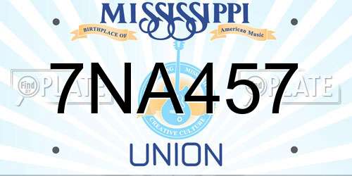 7NA457 Mississippi License Plate
