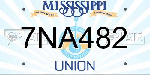 7NA482 Mississippi License Plate