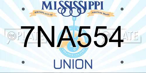 7NA554 Mississippi License Plate