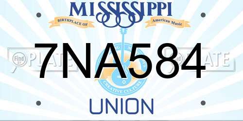 7NA584 Mississippi License Plate