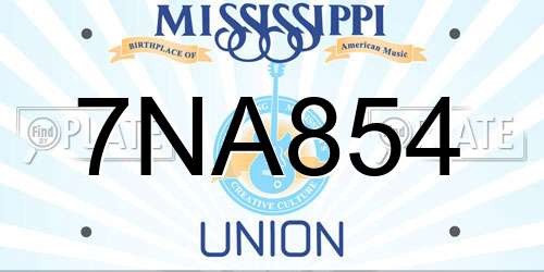 7NA854 Mississippi License Plate