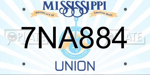 7NA884 Mississippi License Plate