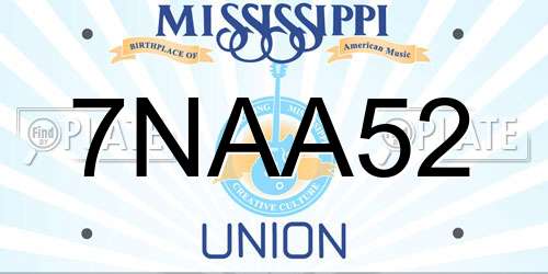 7NAA52 Mississippi License Plate