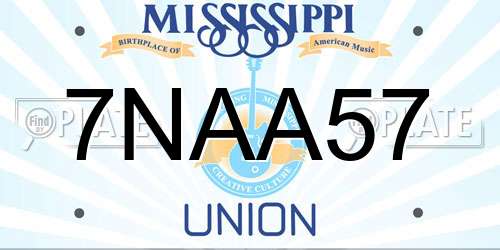 7NAA57 Mississippi License Plate