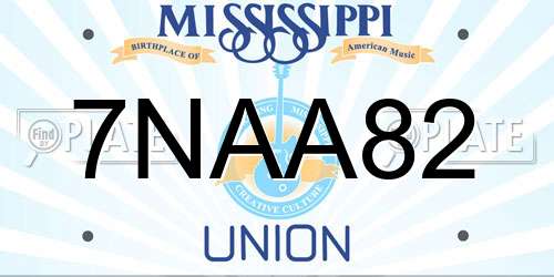 7NAA82 Mississippi License Plate
