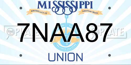 7NAA87 Mississippi License Plate