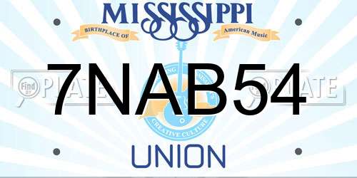 7NAB54 Mississippi License Plate