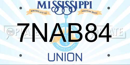 7NAB84 Mississippi License Plate