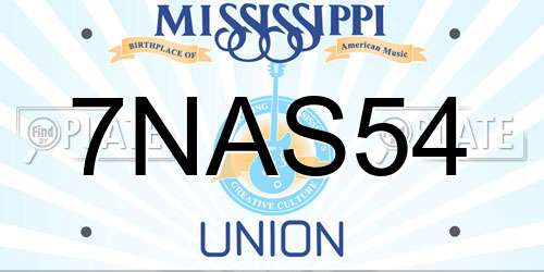 7NAS54 Mississippi License Plate
