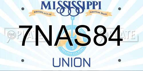 7NAS84 Mississippi License Plate