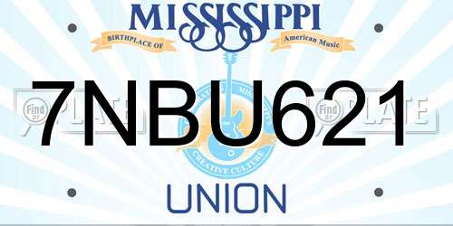 7NBU621 Mississippi License Plate