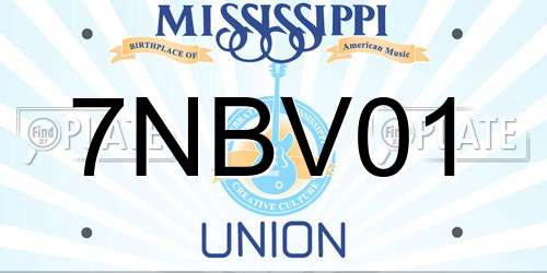 7NBV01 Mississippi License Plate
